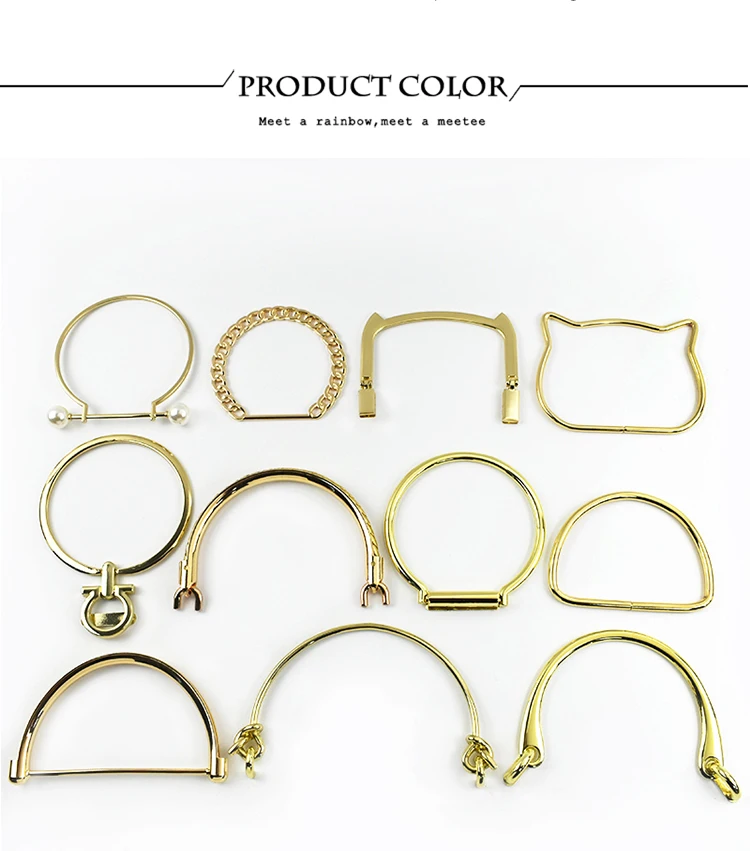 2Pcs Deepeel Metal Bag Handles Purse Frame O D Rings Handbags Replacement Chain DIY Bags Handle Handmade Hardware Accessories