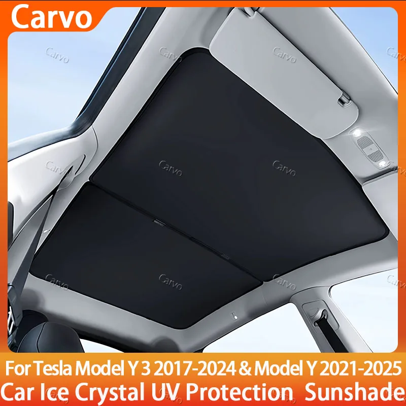 

Sunroof Sunshades For Tesla Model 3 Y Juniper Highland 2020-2026 2025 Ice Cloth Buckle Front Rear Skylight Glass Roof Sun Shade