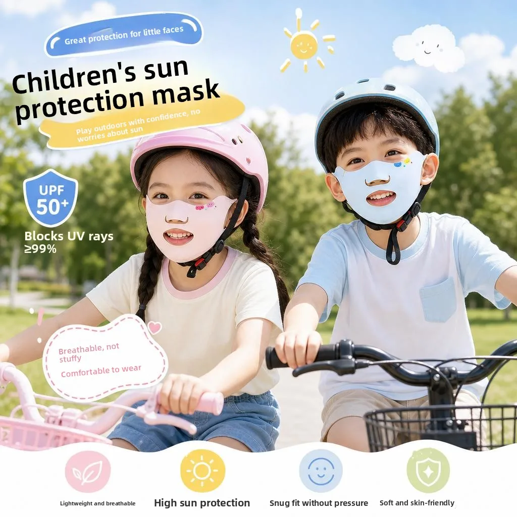 

Children's Special Sunscreen Mask Breathable Show Mouth Nose Outdoor Thin UV Resistant Cycling Sports Face Mask Nylon Material