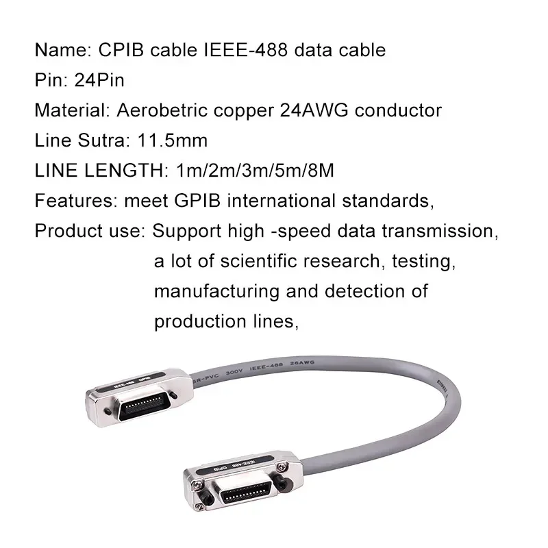 IEEE488 GPIB Industrial Control Wire 1-8M ieee488 Data Transmission Line gbip Data Cable Terminals PCI Industrial Control Bus