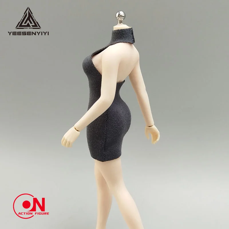 1/12 escala sexy malha alta pescoço sem costas design macacão camisola caber 6 polegada bjd feminino soldado figura de ação corpo bonecas