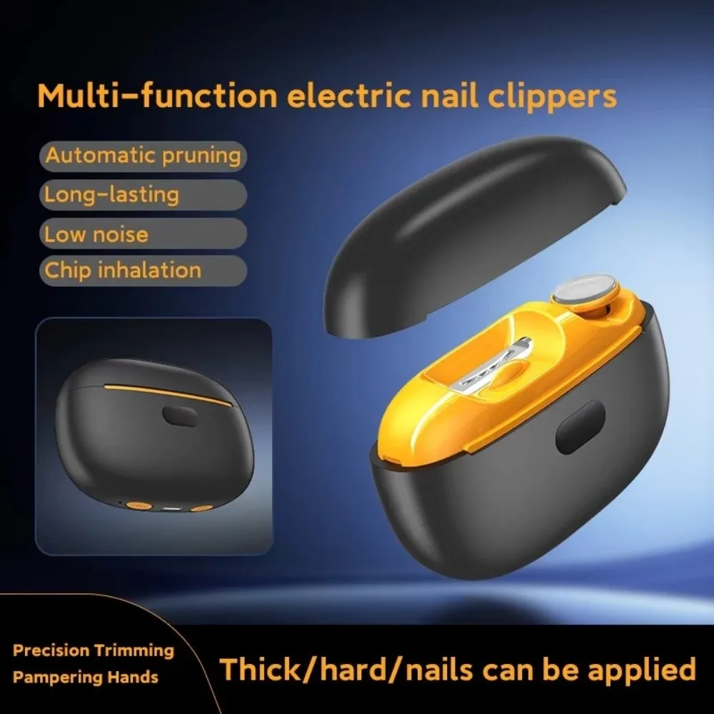 2 in 1 Electric Nail Clipper with LED Light Quiet Nail Trimmer Safety Rechargeable Automatic Nail Sharpener Nail Care Tool