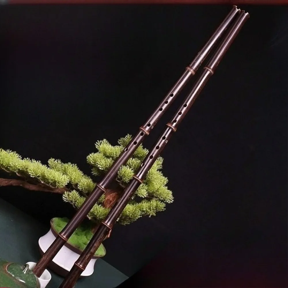 Black Bamboo Flute Eight-hole Forehand G /F Key One Section Portable Chinese Vertical Bamboo Flute Musical Instruments