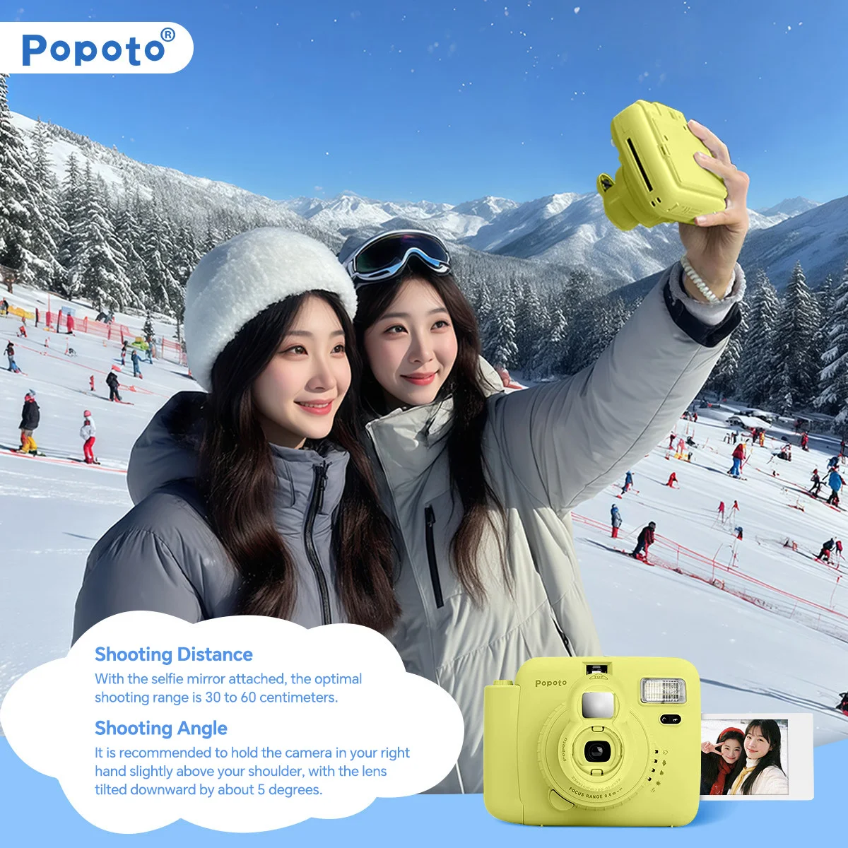 Popoto 3-Inch Instant Camera Uses Fuji Instax Mini 11 12 Film Macaron Point & Shoot Photography Vintage Photo Gift for Teens