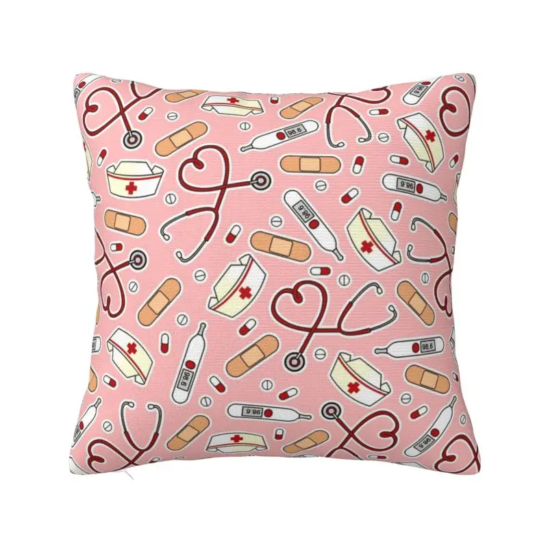 

Pink Cartoon Nurse Luxury Throw Pillow Cover Home Decor Nursing Cushions for Sofa