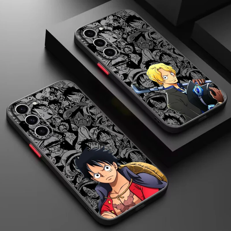 Luxury One Piece Luffy Zoro Frosted Translucent For Samsung Galaxy S24 S23 S22 S21 S20 FE S10 S9 S8 Plus Ultra Pro 5G Funda