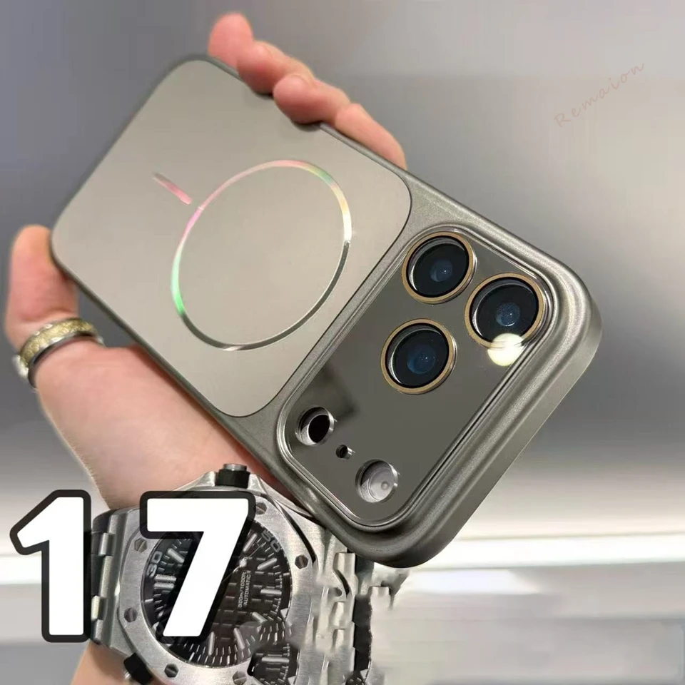 

Магнитный чехол с блестками для iPhone 17 Air 13 14 15 16 Pro Max, матовый, класса люкс, с лазерной обработкой, для беспроводной зарядки MagSafe