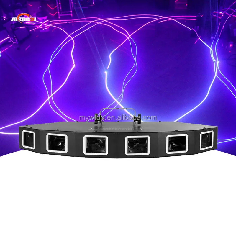

6 Eyes RGB Fan Shape Laser Stage Lighting Effect Projector DMX Music Sound for DJ Disco Party Bar Christmas Holiday Lamp