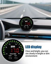 Universal Ultra-thin 52MM Voltmeter 8-18V Voltage Meter Voltes Gauge Ultra-Thin Round With Red Light LED Display Car Motorcycle