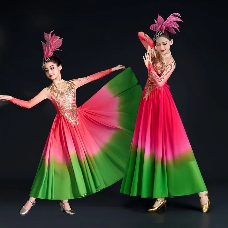 Flamenco-Tanzkleid, Sporttreffen, Eröffnungstanz, schillerndes Kleid für Erwachsene, neue moderne Atmosphäre, Performance-Tanz-Performance-Kleid