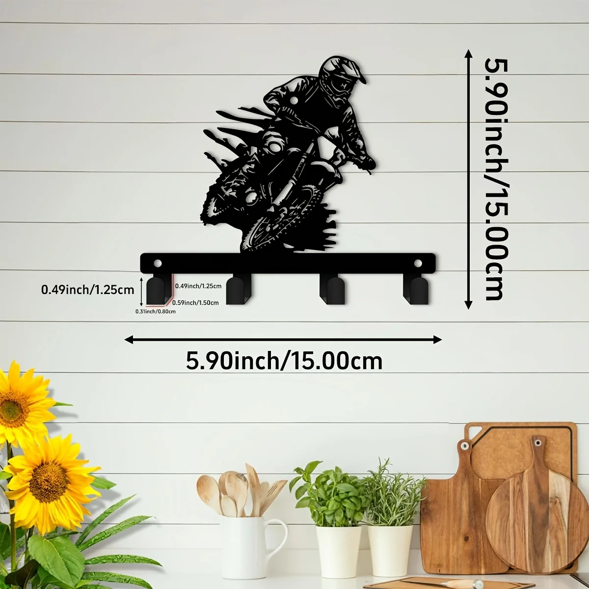 CIFBUY Motorcycle Key Holder Metal Wall Art Iron Hanging Rack for Entryway Kitchen Bathroom Outdoor Home Decor Rustic Accent