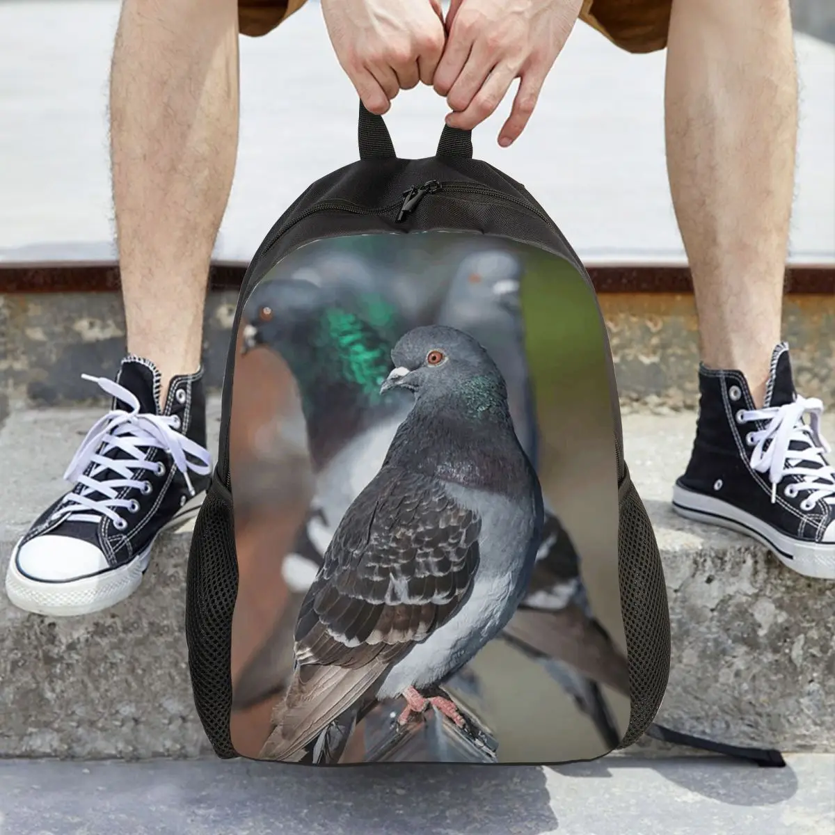 Gray Pigeons Backpack Daypack Large Capacity Children BookBag School Bag Shoulder Bags for Men Women