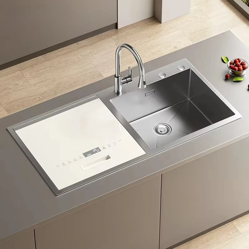 Sink-Dishwasher Combo: Fully Automatic Built-in Kitchen Stainless Steel Sink with Fruit and Vegetable Washing Function