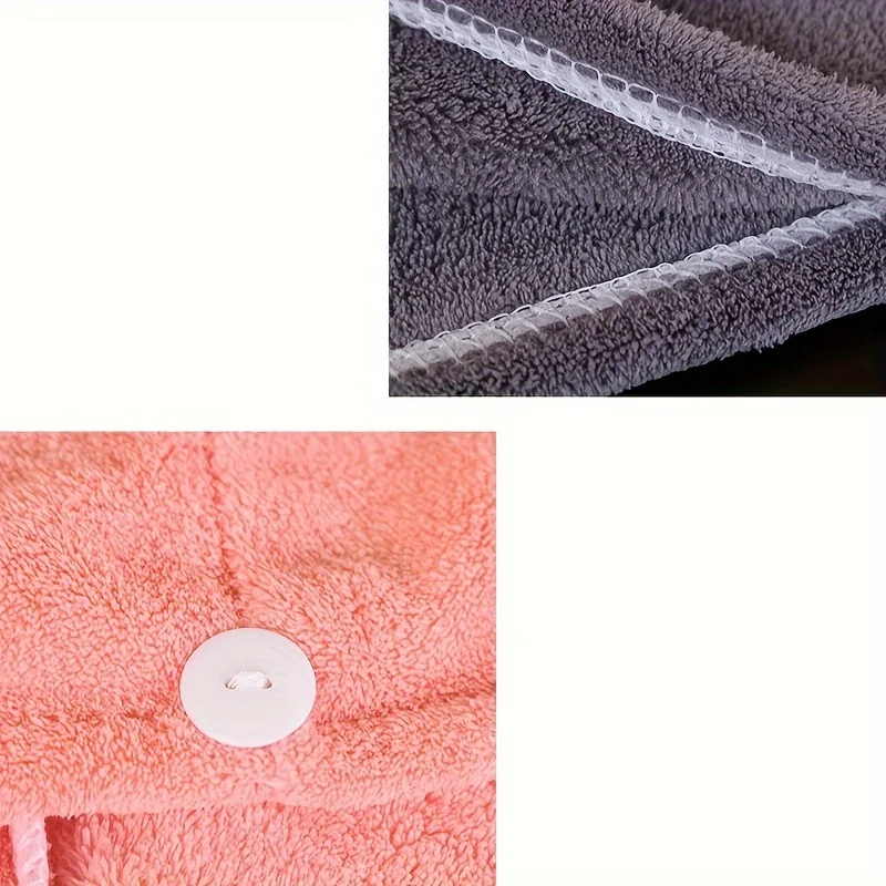 Microfiber Hair Towel, Hair Towel With Button, Super Absorbent Hair Towel Wrap For Curly Hair, Fast Drying Hair Turban Towel For