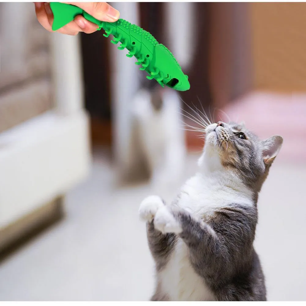 Cat Toothbrush Catnip Toy Cat Interactive Games Durable Hard Rubber 360 Degree Cleaning Dot Toothbrush Chew Toy Pet Dog Toy