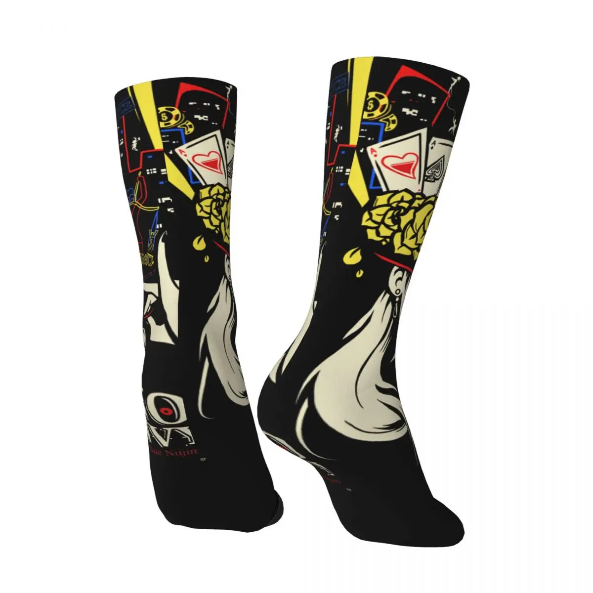 Funny Happy Men's compression Socks Casino Of Envy Essential Vintage Harajuku Persona Series Game Hip Hop Seamless Crew Sock