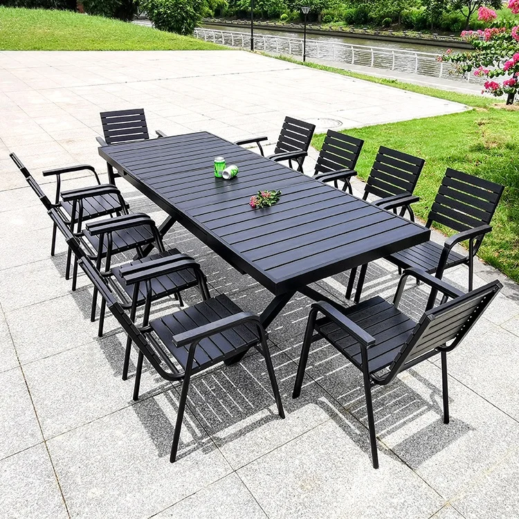 

Luxury Outdoor Dinning Table And Chair Set Extensible Wood Patio Table And Chairs Garden Restaurant Furniture Set For 8 Seats