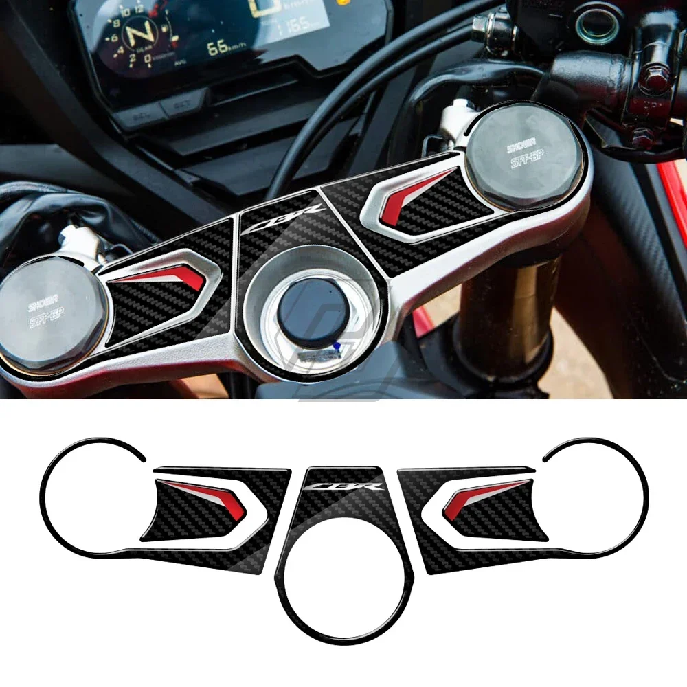 For Honda CBR650R 2019-2022 3D Carbon-look Triple Yoke Defender Sticker Side Tank Pad Protection