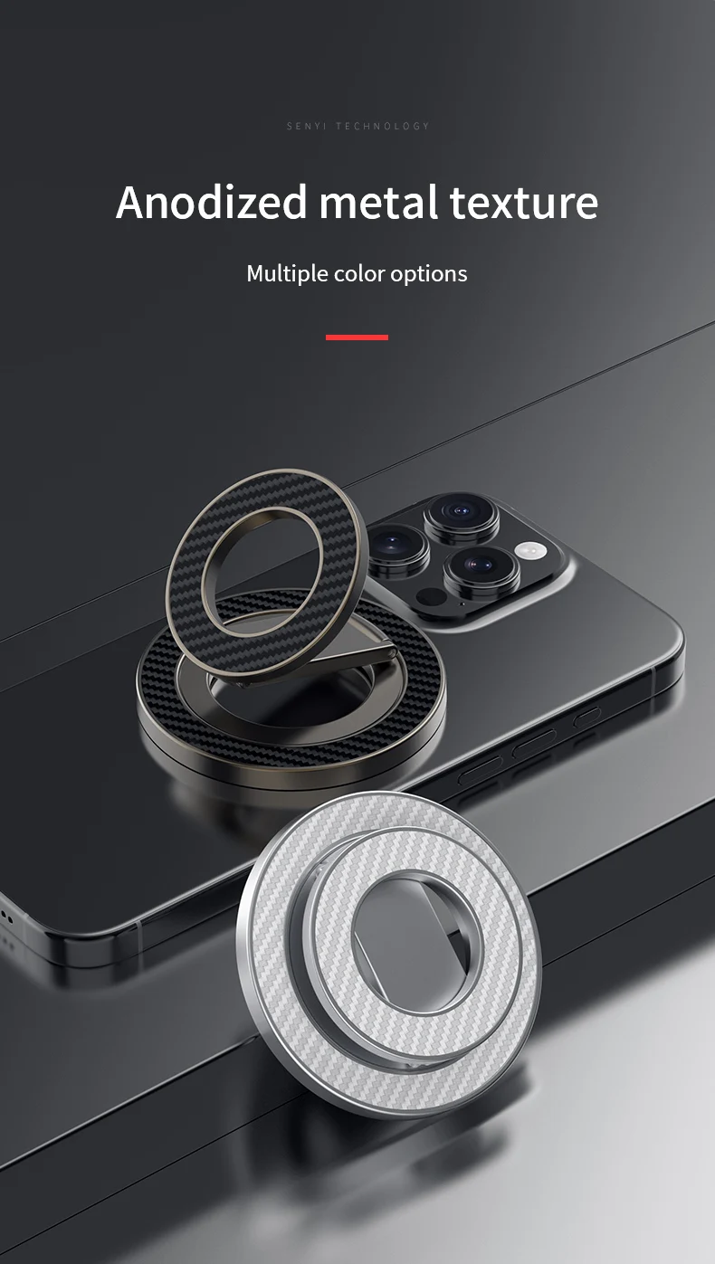 Kohlefaser-Doppelseitiger Magnetischer Telefonringhalter für MagSafe Magnetischer Handygriff-Ständer für iPhone 12-16 Serie – Detail 6
