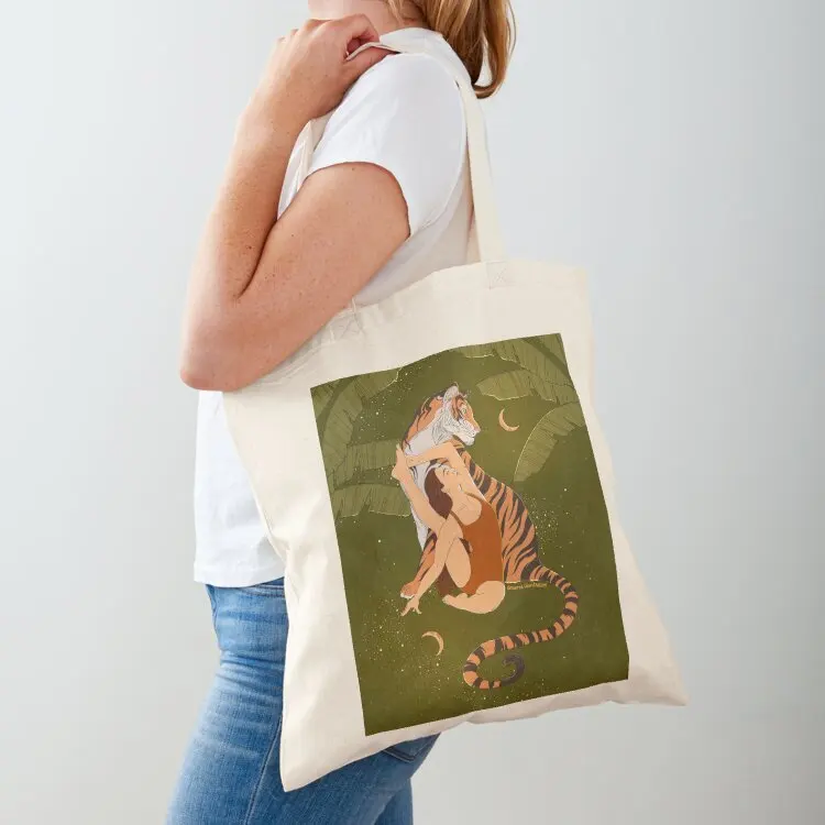 

yoga girl with tiger Tote Bag hand bag ladies tote bag custom cloth woman Women's shopper