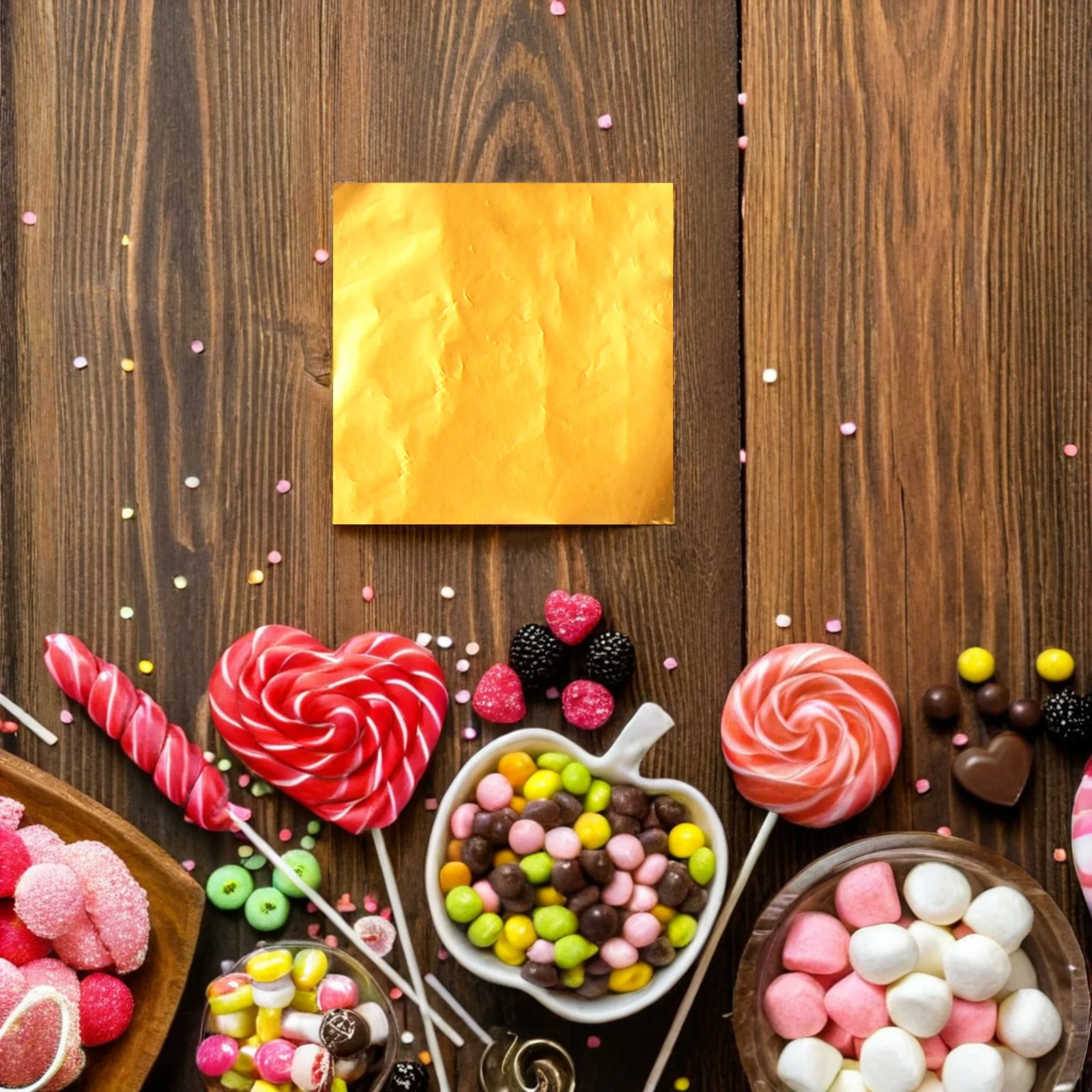 

500Pcs Chocolate Foil Wrappers 10x10cm Food-Grade Aluminum DIY Candy Packaging Vibrant Colors Elegant Appearance