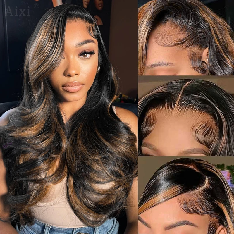 1B/27 تسليط الضوء على الجسم موجة الدانتيل الجبهة الباروكات الشعر البشري 32 بوصة 13x6 أومبير تسليط الضوء على الدانتيل شعر مستعار أمامي خصلات الشعر المستعار البرازيلي