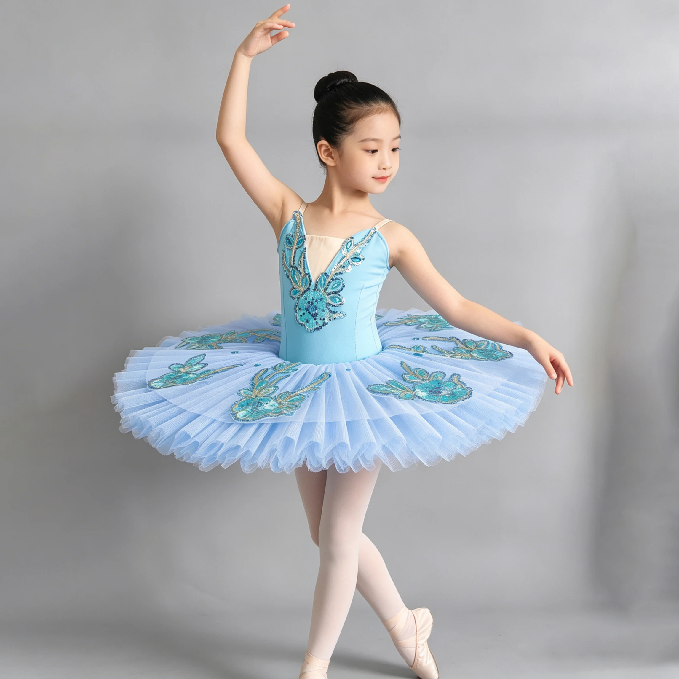 

Professional Classical Tutu Ballet Dress Embroider Sequins Patchwork Gauze Ballerina Party Dress Children Girl Dance Costumes