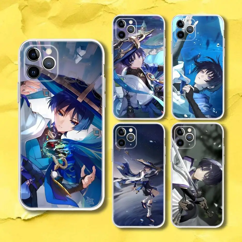 S-Scaramouche G-Genshin Impact Phone Case For iPhone 17,16,15,11,12,14,13 Pro Max Plus Mini X,XS,XR,7,16E Air Transparent Fundas