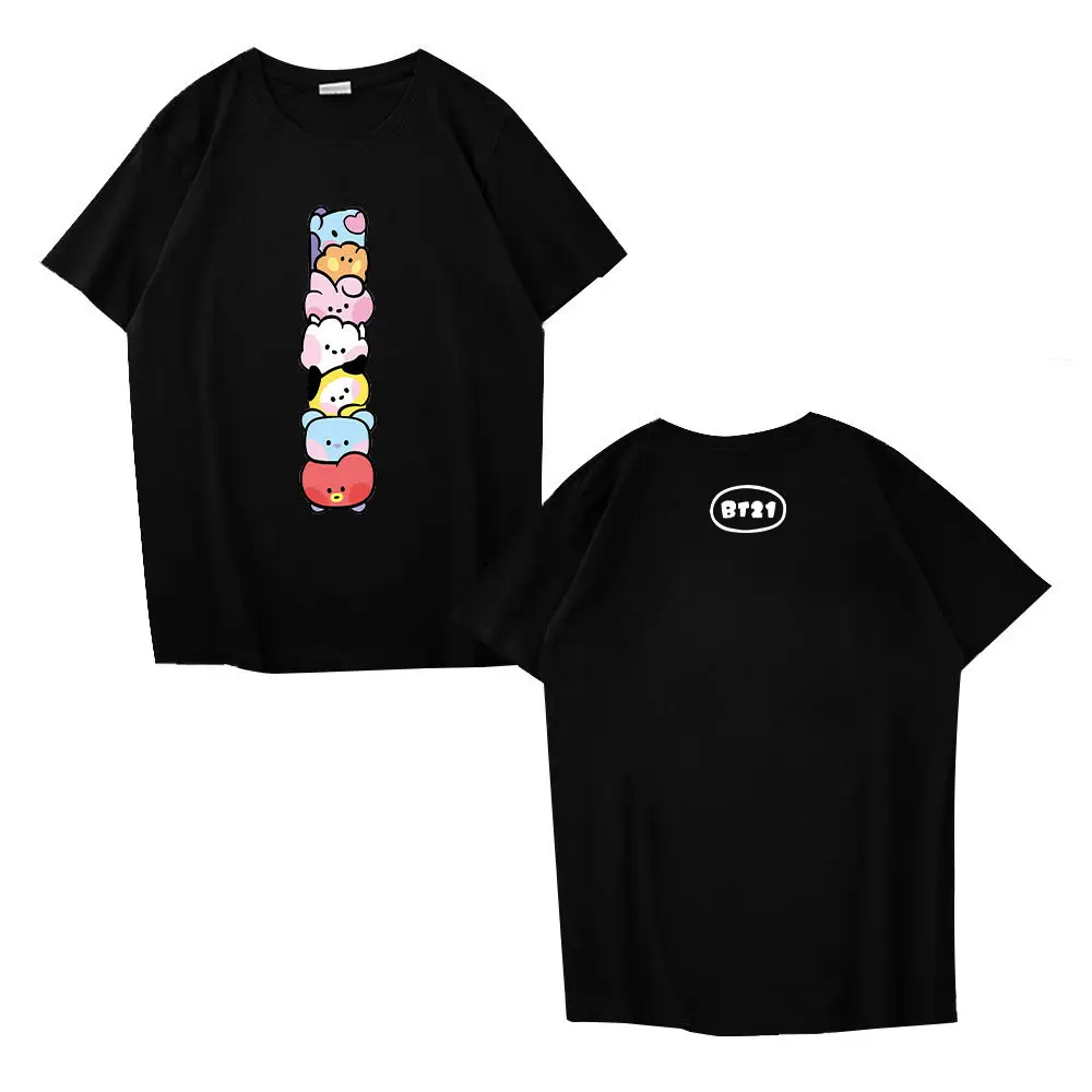 BT21 Youth League Minini Short Sleeve T-shirt Concert Periphery Men\'s and Women\'s Printed T-shirt Casual Short T