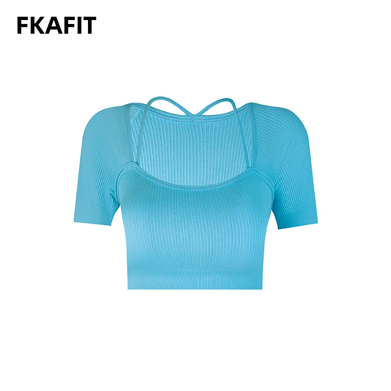 Summer Seamless Sports T Shirt Women Short Sleeve Fitness Crop Top Yoga Shirts Sportswear Workout Training Gym Tees