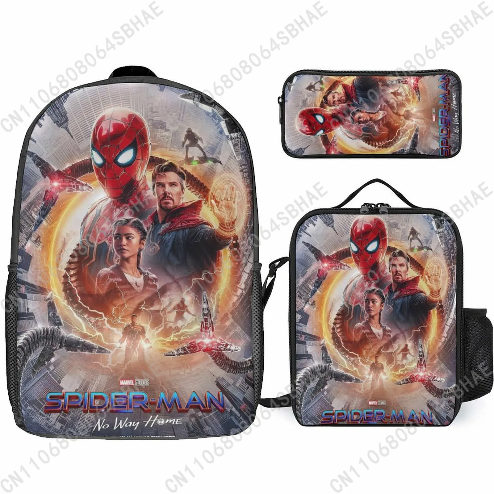 

Marvel Spider Man School Backpack For Teen Middle High School Students 3Pcs Bookbag Lunch Tote Bag Pencil Pouch Cosplay