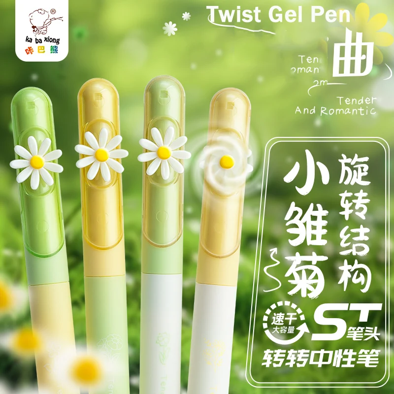 4Pack Kawaii Spinning Gel Pen,Retractable Fast-Drying 0.5mm Tip,Cute Aesthetic Pen for School, Study,Journaling Fun Writing Tool