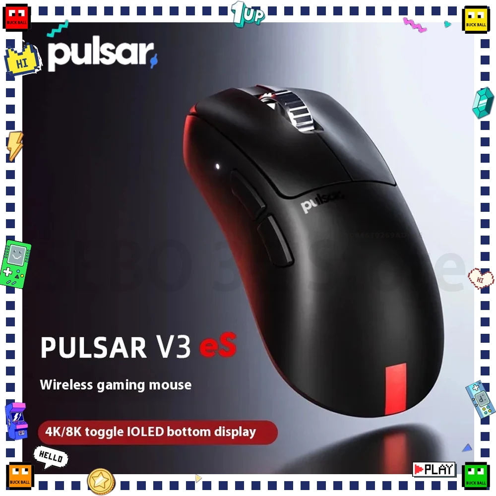 

Pulsar Xlite V3Es Wireless Mouse PAW3395 Sensor 8K Low Latency Lightweight Gaming Mouse OLED Screen Ergonomics Pc Gamer Gifts