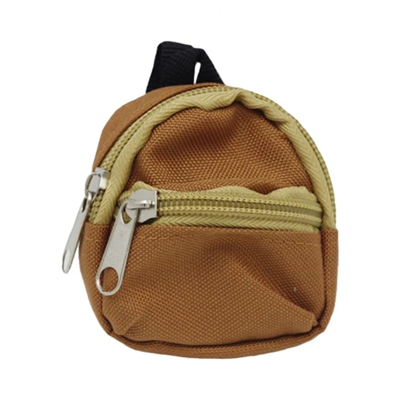 Mochila de lona con doble cremallera para muñecas de 17/20 cm, monedero, decoración para casa de muñecas, mochila pequeña para juguetes de muñecas