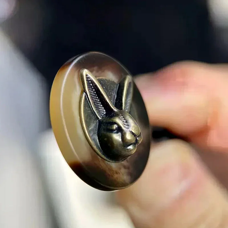 10個 25mm ヴィンテージ銅製ウサギの頭の装飾ボタン、衣類、帽子、バックパック、縫製、テキスタイル装飾用