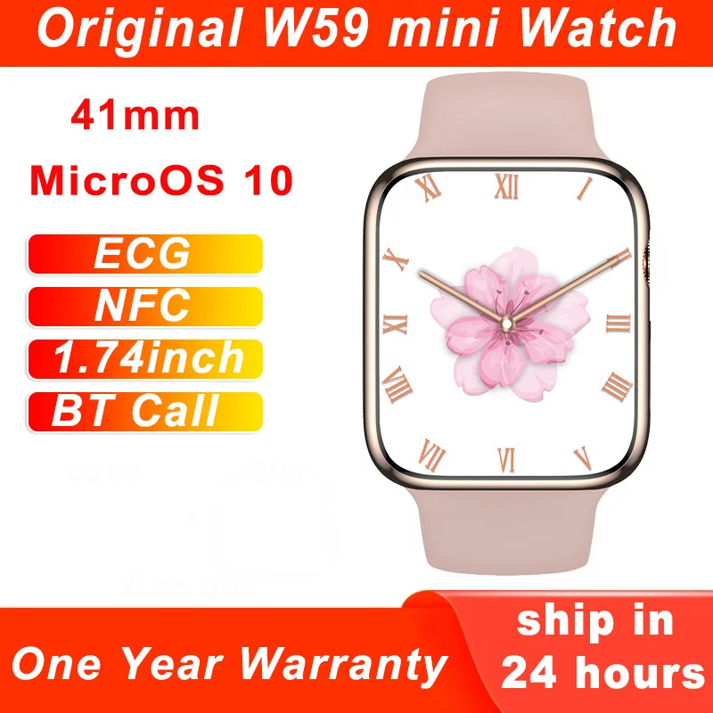 Microwear W59 Mini Smart Watch 41mm 1.74\'\' Bluetooth Call Body Temperature ECG  NFC GPS Tracker Sports Smartwatch Men Women