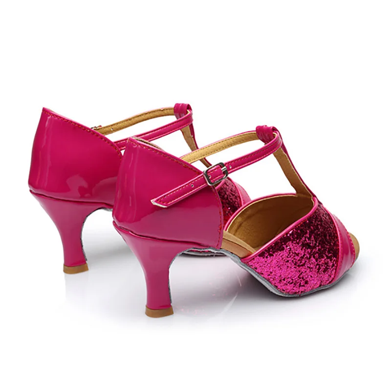 Scarpe da ballo latino per ragazze da 5 cm 7 cm con suola morbida Tacchi alti Scarpe da performance resistenti per bambini Scarpe da ballo con precisione