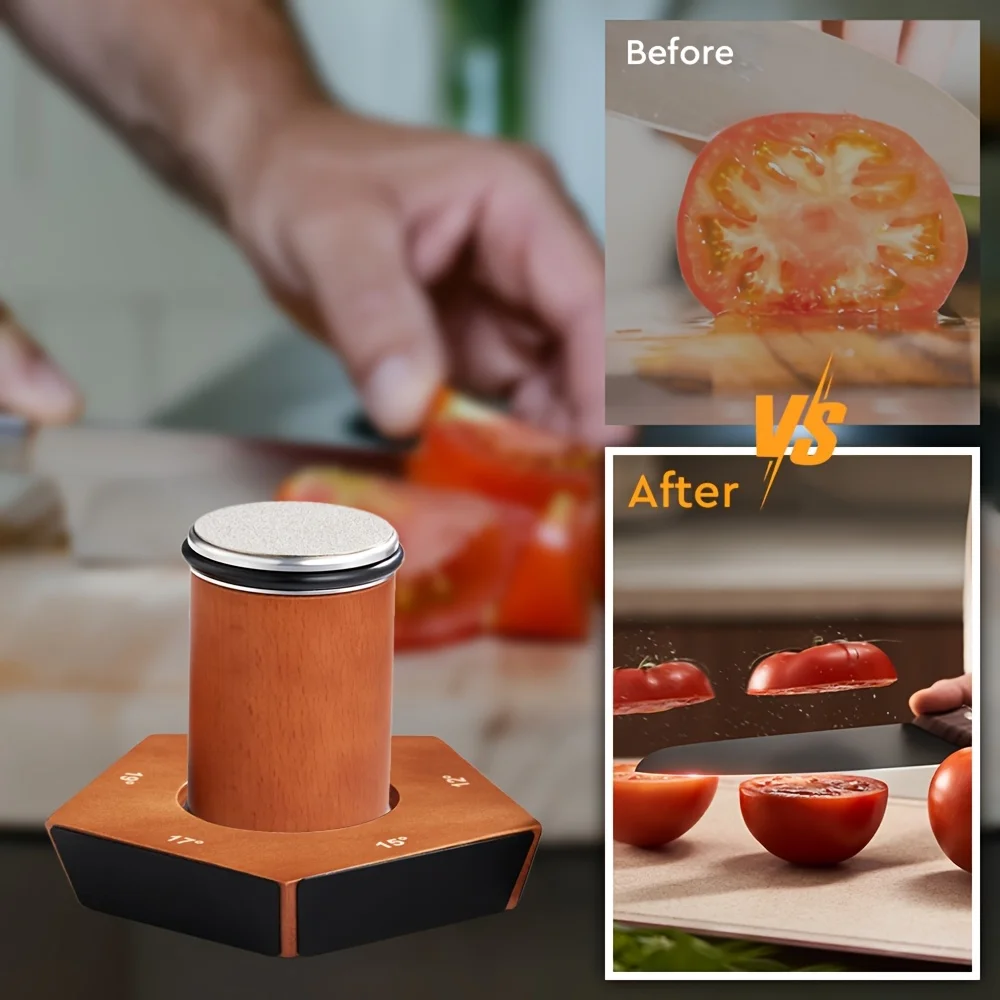5 Angle Rolling Knife Sharpener 12/15/18/20/22° Knives Sharpeners Magnet Base Wooden Accessory Diamond Grit 240-10000# Kitchen view 6