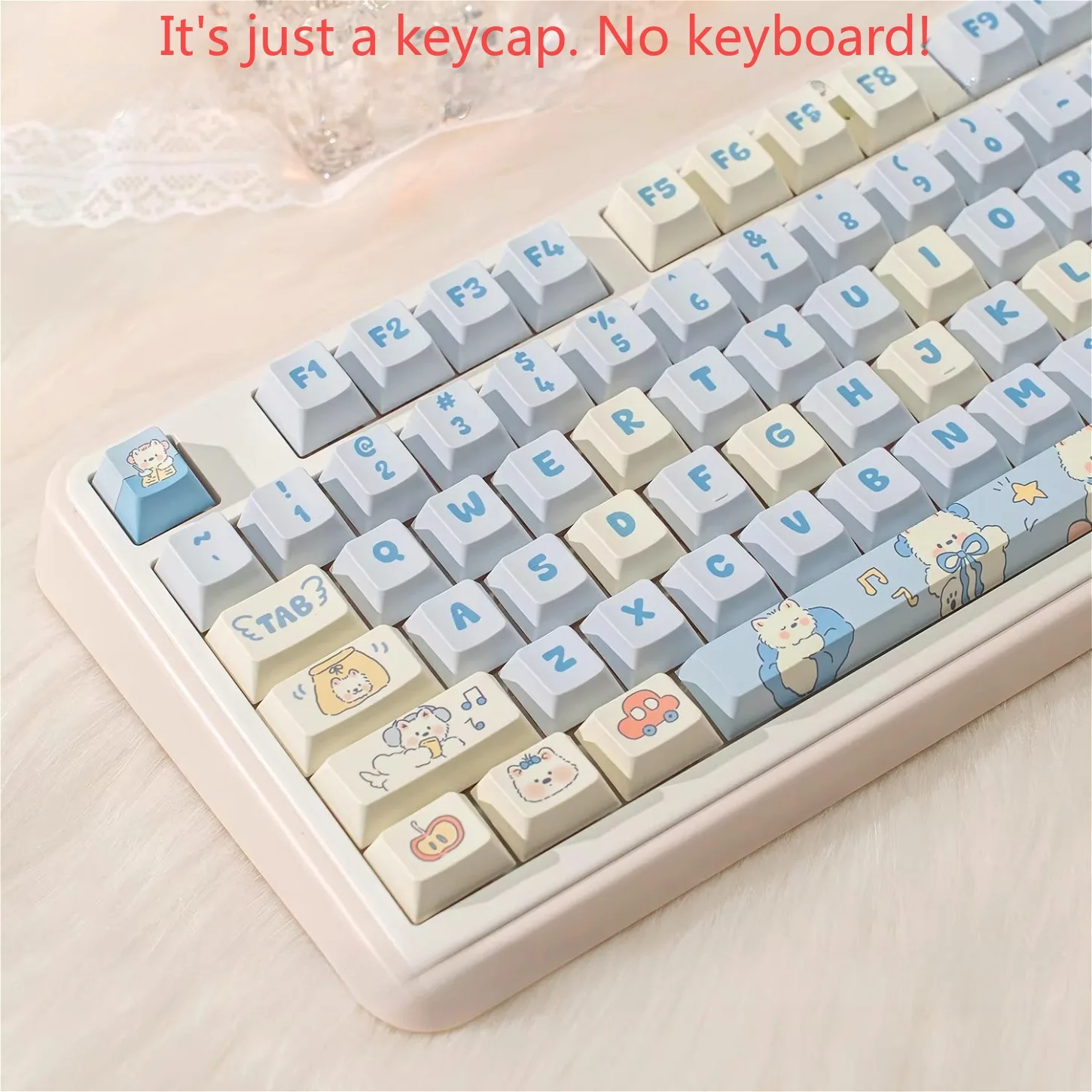 Blue Western Highland Dog Theme Cherry Keycap Kit PBT 131 Key Compatible with 60/64/84/98/108 Mechanical Keyboard