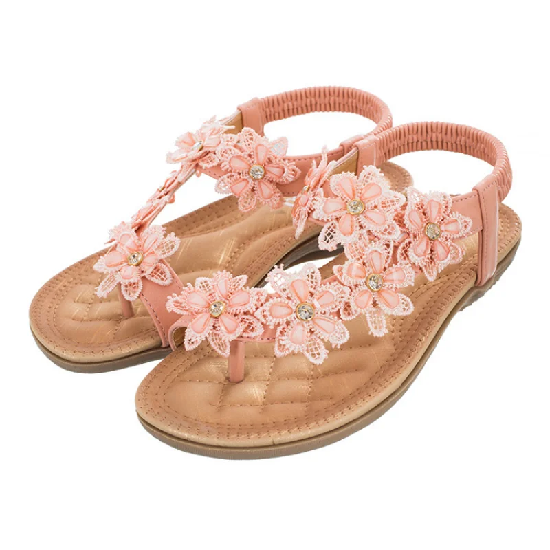 New Floral Women Sandals Girls Bohemian Style Vintage Classic Comfortable Flat Bottomed Summer Shoes Ladies Party Beach Sandals