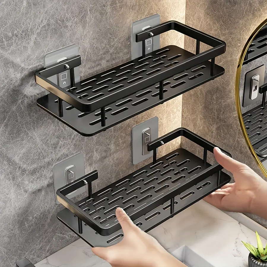 

Adhesive Shower Caddy Rustproof Bath Organizers With Large Capacity No Drilling Shelves for Bathroom Storage Home Decoration