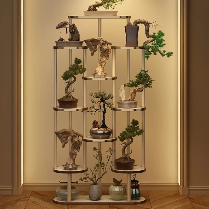 

High-end wooden plant shelves balcony terrace multi-layer flower pot shelf living room retro soporte macetas garden furniture