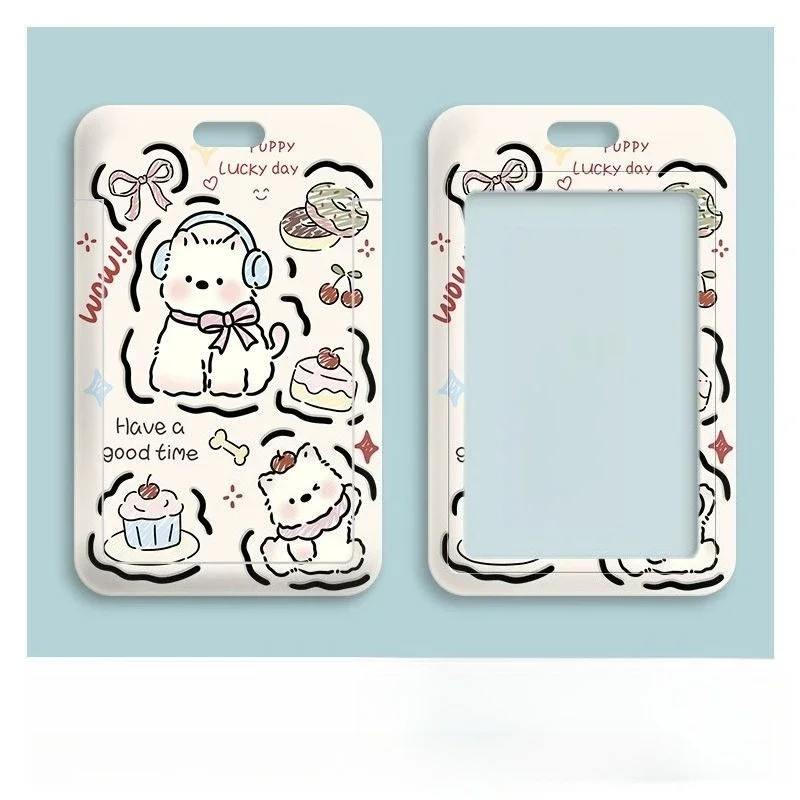 Cartoon Kitten Kpop Idol Card Collect Organizer Stationery Colorful Card Storage Photo Bag Women Badge Holder Keychain Pendant