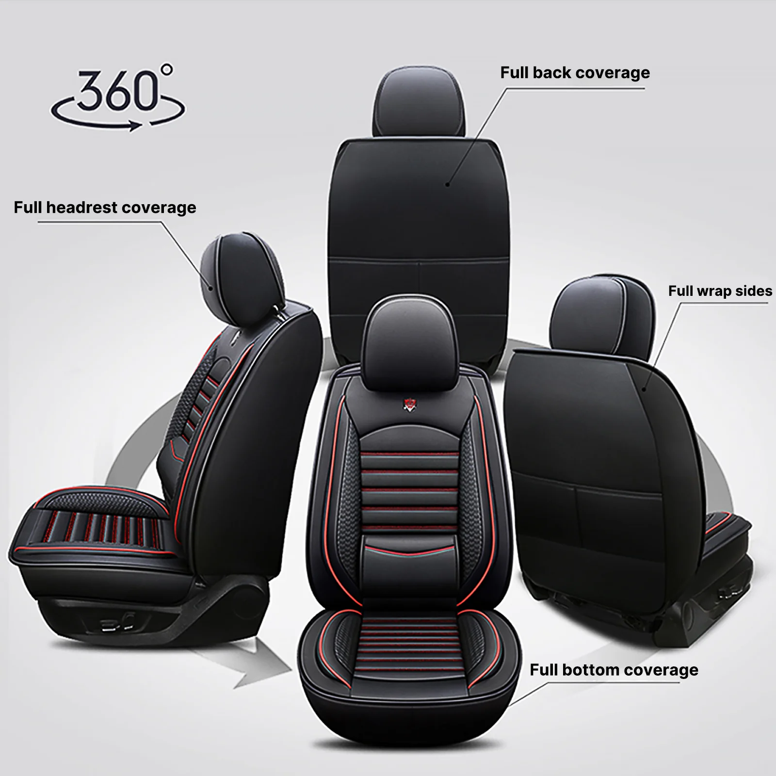

Universal Leather 5-Seater Car Covers for SUVs Sedans Trucks Breathable Elegant Easy-Clean Fit Airbag Port Waterproof Gifts