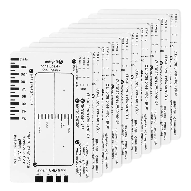 Beauty Transparent EKG Calipers, 10Pcs ECG 7 Step Ruler For Accurate Heart Rate Measurement