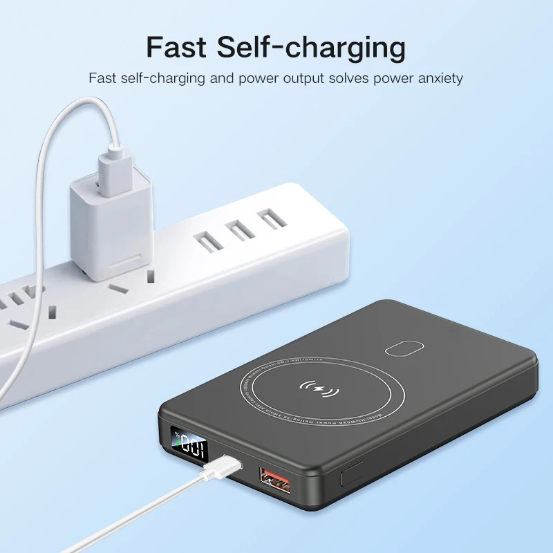 PHOMAX Outdoor Mini Magnetic Wireless Power Bank Lithium-Ion Charger with LED Charge Indicator Portable Cell Phone Charging Bank