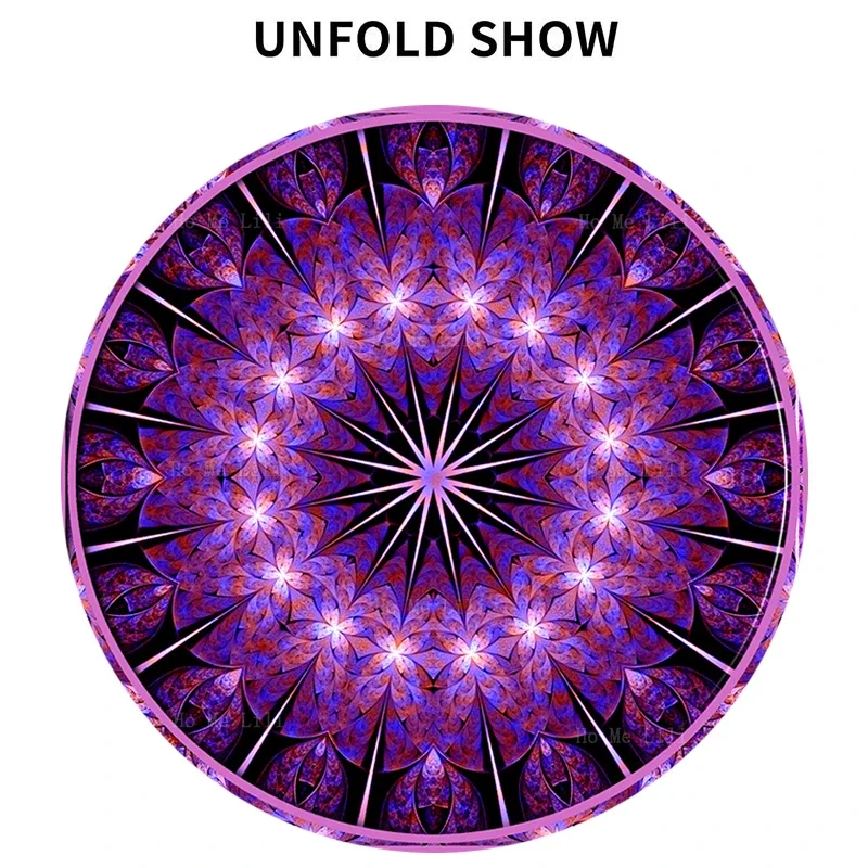 مفرش مائدة ماندالا مخدر دائري ، ديكور طاولة زهور ، زهرة الحياة بوهيميا ، أوهام بصرية ، فن ميسلسم ، By Ho Me Lili