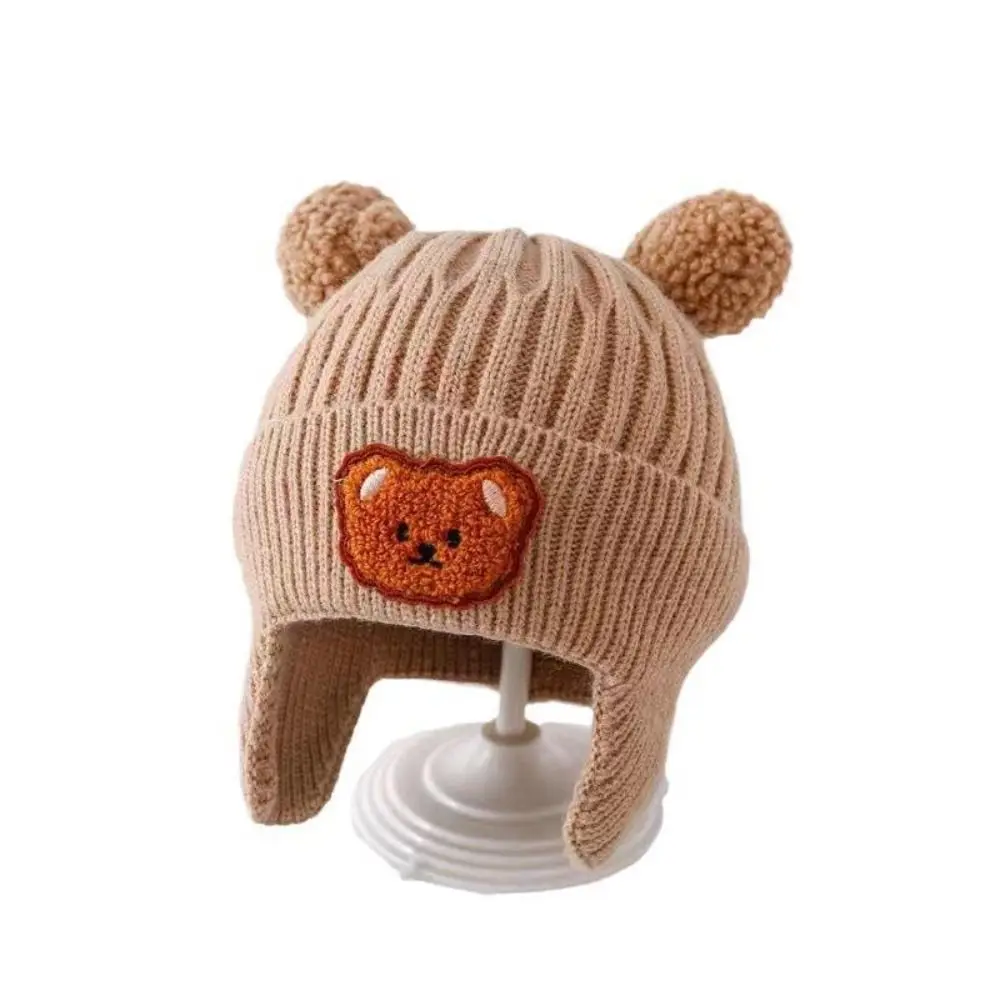 Bonnet de protection des oreilles pour bébé, doux, coréen, dessin animé, ours, crochet, chapeaux, chaud, enfants, tout-petits, garçons, filles, hiver