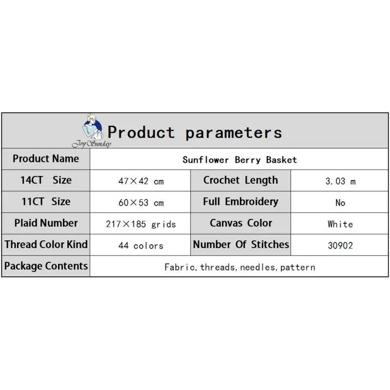 Słonecznik Berry kosz na kwiaty drukowane krzyż zestaw do szycia 14CT 11CT biała tkanina płócienna robótki zestaw do haftowania jadalnia wystrój
