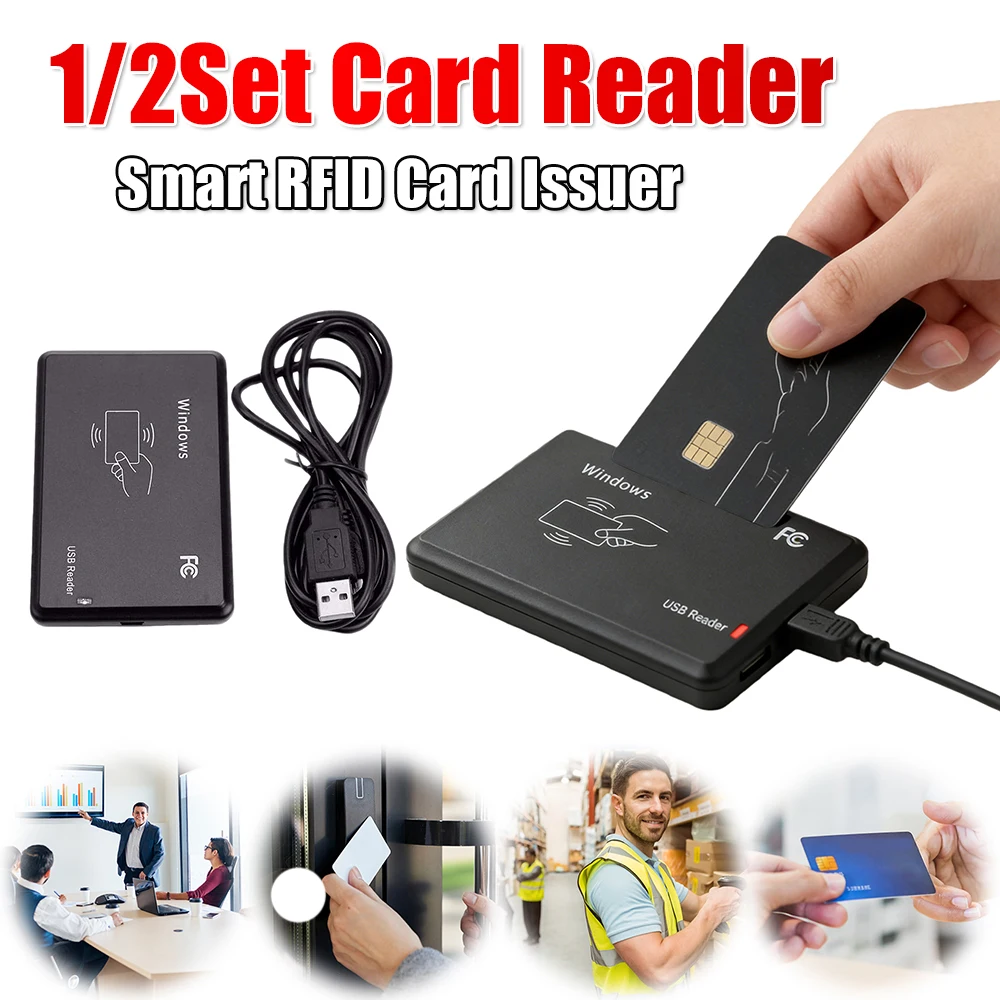 

125kHz 13.56MHz Smart RFID Card Issuer USB Driverless Contactless Proximity Sensor Readers for Property/Office/Store